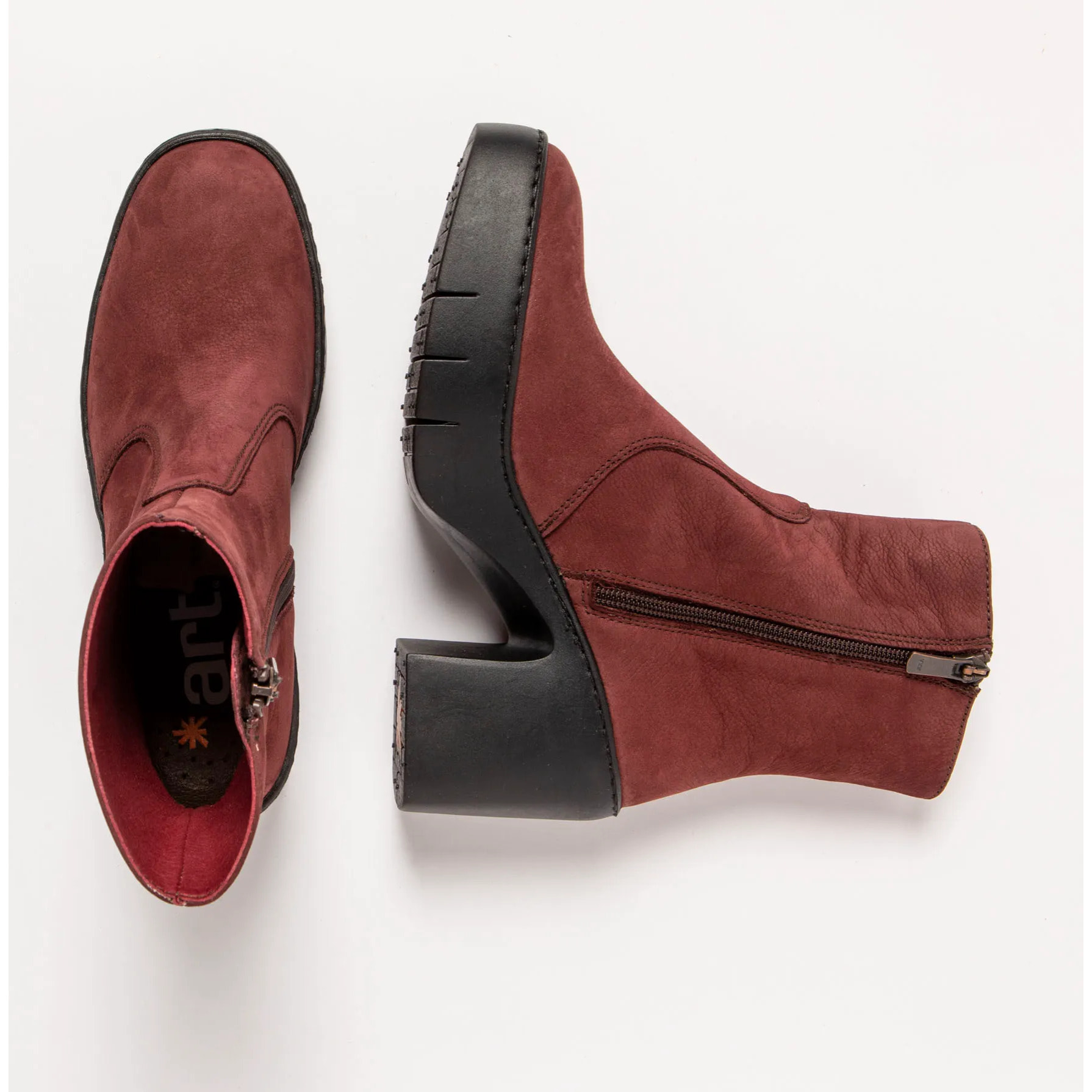 Botines con tacón 1656 NOBUCK BURDEOS/SOFIA color Burdeos