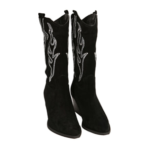 Botas negras de gamuza, tacón 7 cm