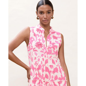 Abito corto con volant e stampa floreale