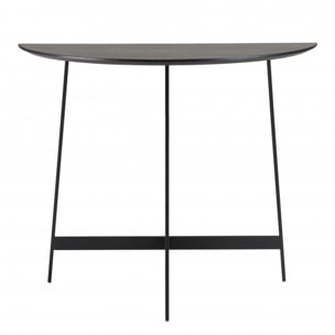 DALY - Console demi-lune noire 83x35cm piètement métal