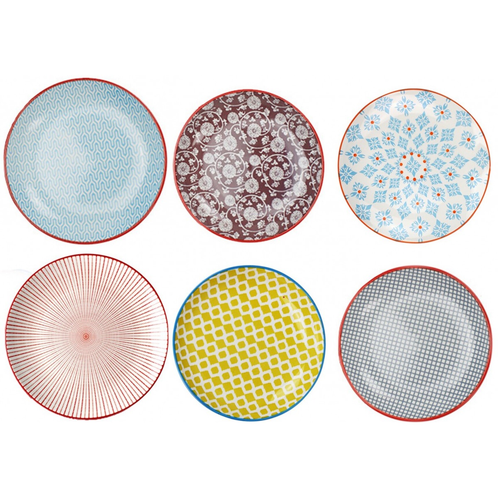 Lot de 6 grandes assiettes design 1, SABAE