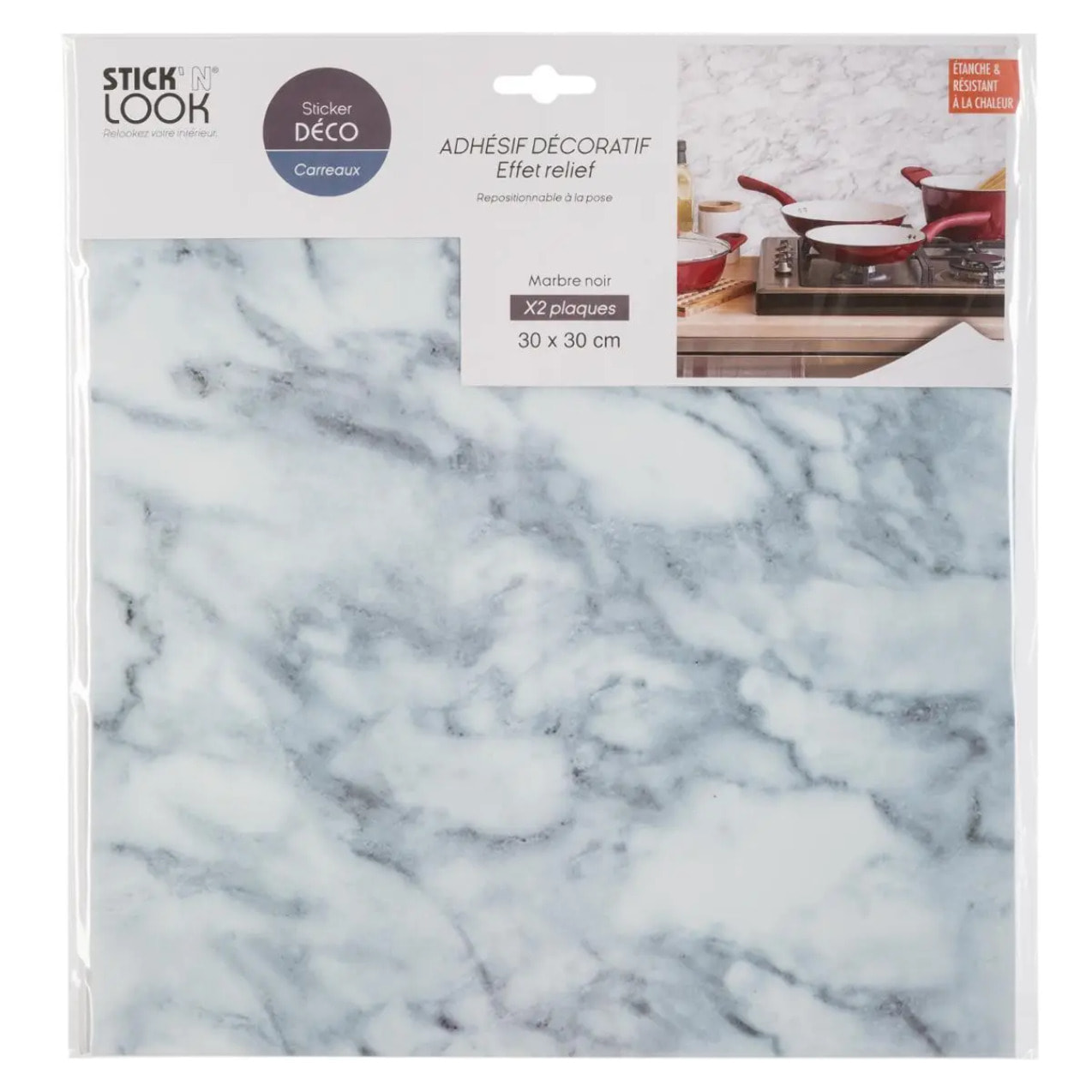Lot de 2 stickers plaques marbre blanc