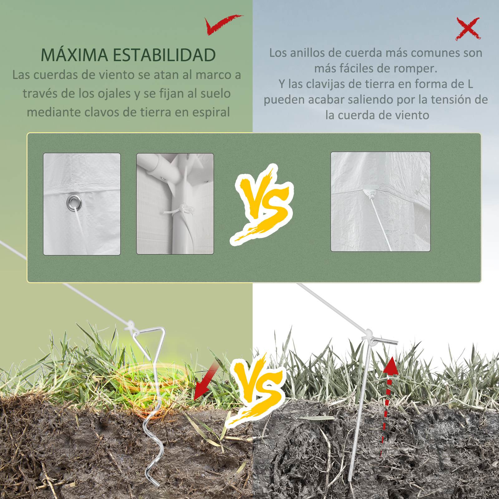 Outsunny Carpa de Jardín 6x3 m Cenador Desmontable Exterior con 6 Mosquiteras Laterales 2 Puertas con Cremallera para Terraza Patio Blanco
