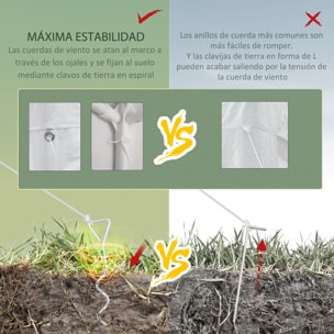 Outsunny Carpa de Jardín 6x3 m Cenador Desmontable Exterior con 6 Mosquiteras Laterales 2 Puertas con Cremallera para Terraza Patio Blanco