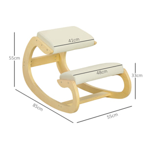 Silla Ergonómica de Rodillas, Silla de Rodillas de Madera, Taburete Ergonómico, Cojín Acolchado, para Mejorar la Postura, para Casa y Oficina, Crema