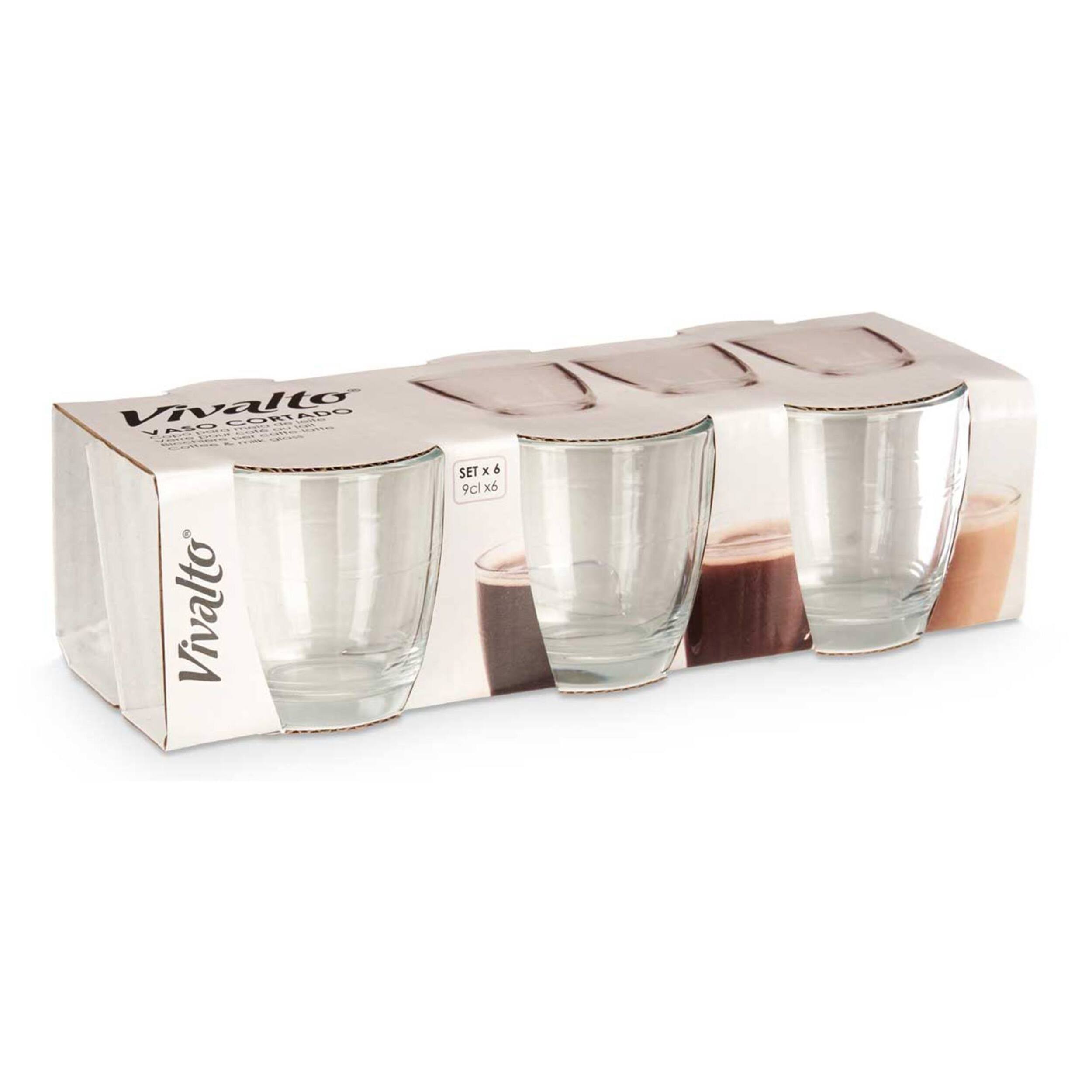 Set 6 vasos cortado 90ml colección vivalto