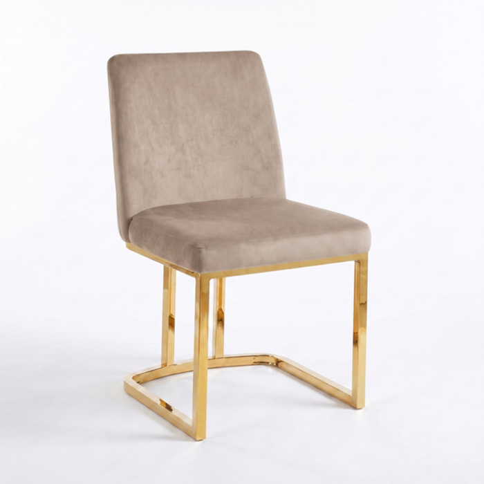 Sedia Imbottita in Effetto Velluto con Gambe Oro, Design Moderno ed Elegante per Sala da Pranzo, Cucina, Soggiorno, Studio e Ufficio