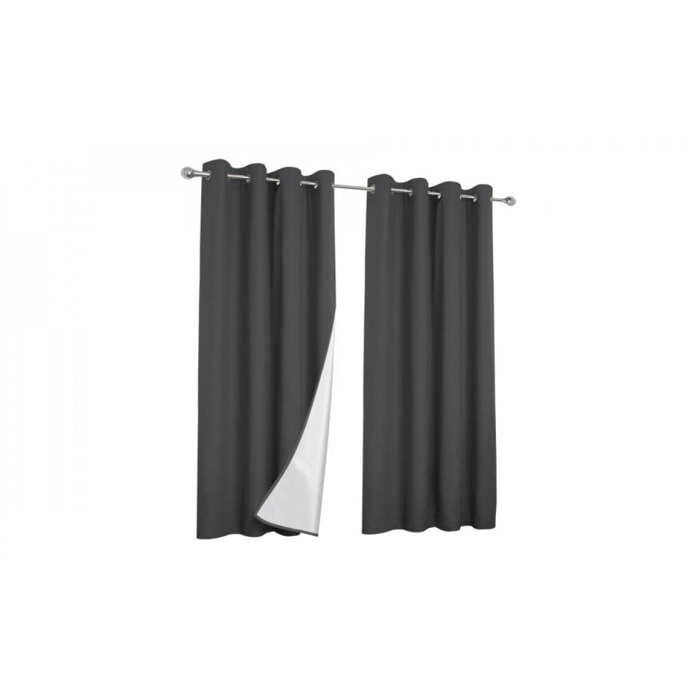Rideau thermique gris anthracite - lot de 2
