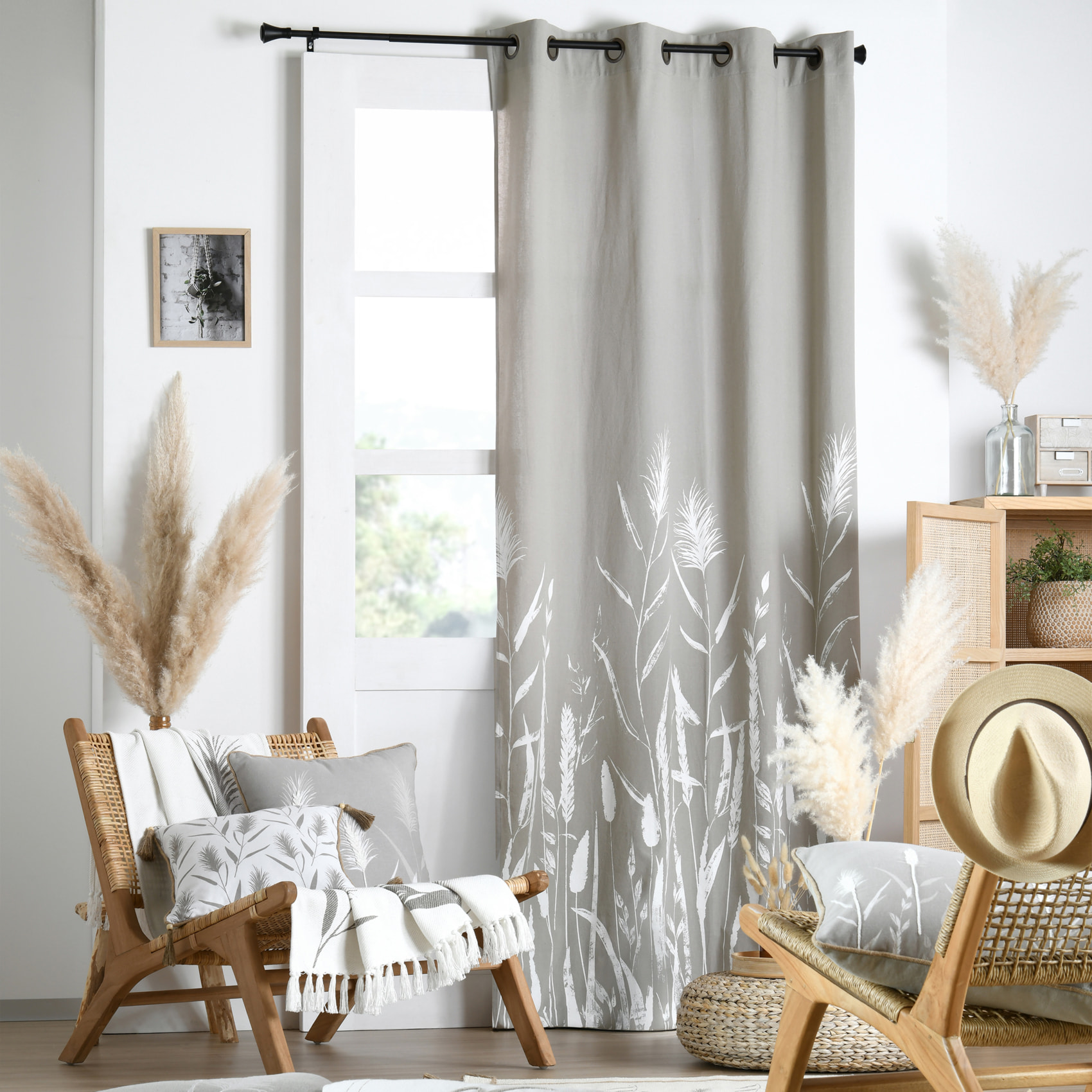 Coussin décoratif pampa en coton - Naturel