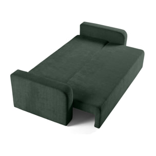 Miro - canapé droit 3 places - convertible avec coffre - en velours texturé - Vert