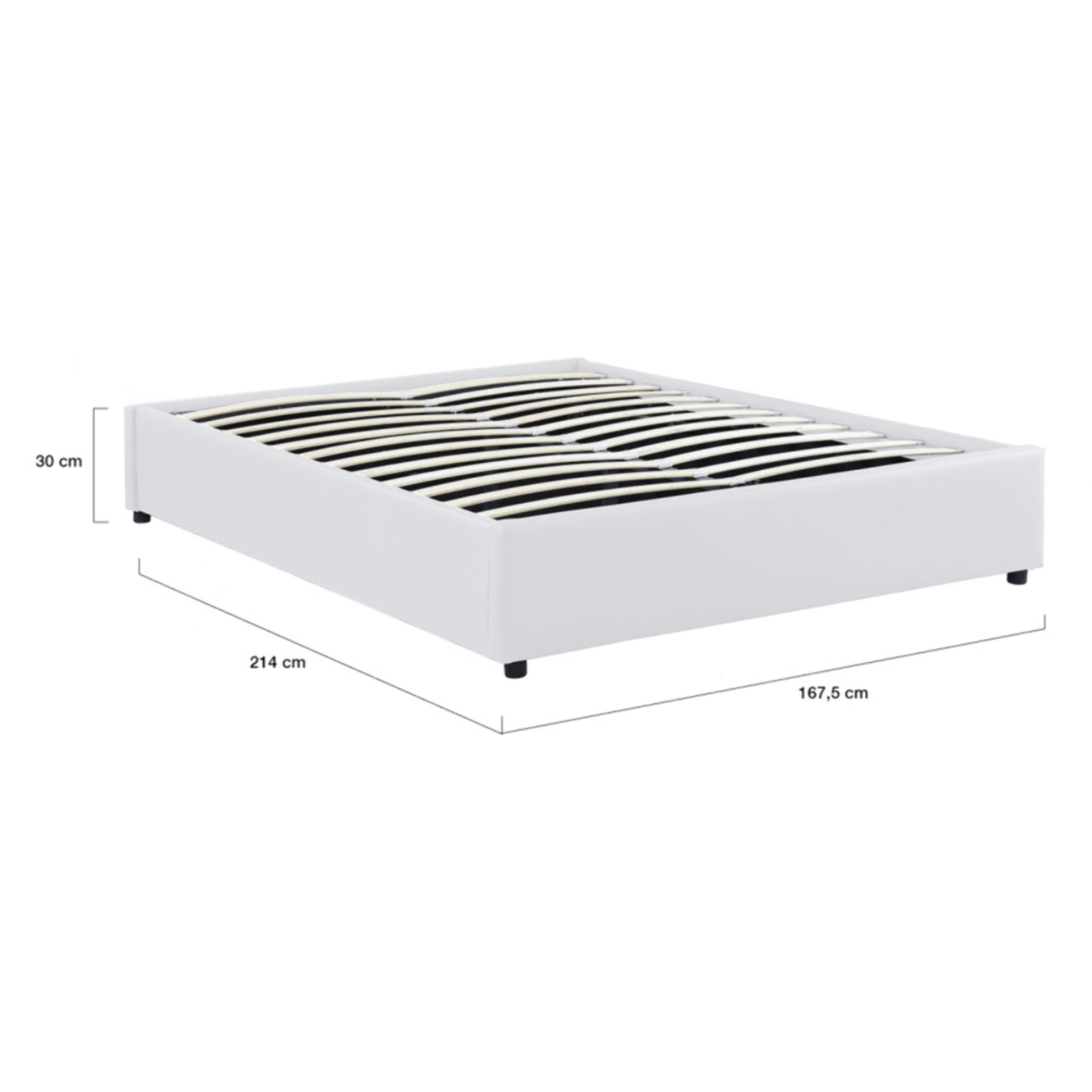 Lit coffre Otto en similicuir blanc avec sommier 160x200cm