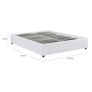 Lit coffre Otto en similicuir blanc avec sommier 160x200cm