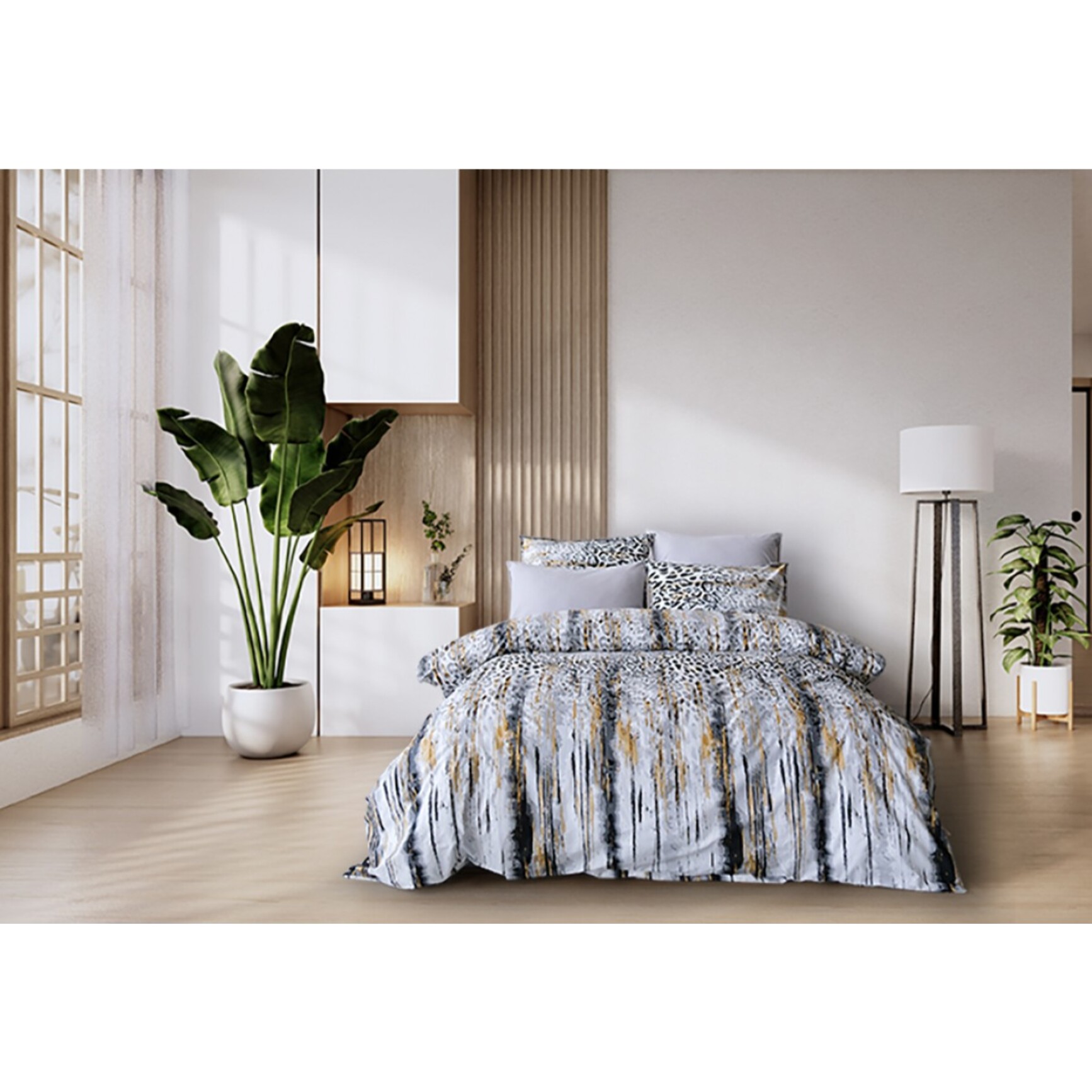 Parure de lit 100% coton imprimé "Argento"