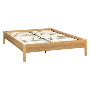 Lit avec sommier à lattes 160x200cm décor bois HARMONY