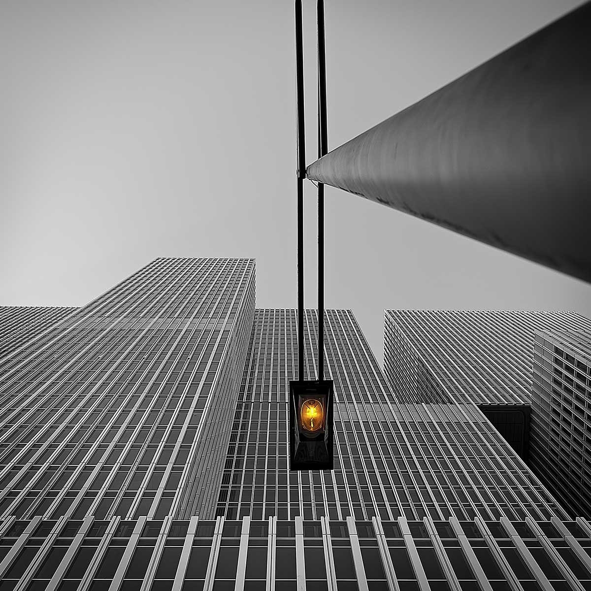 Tableau deco ville feu jaune Tableau alu Dibond