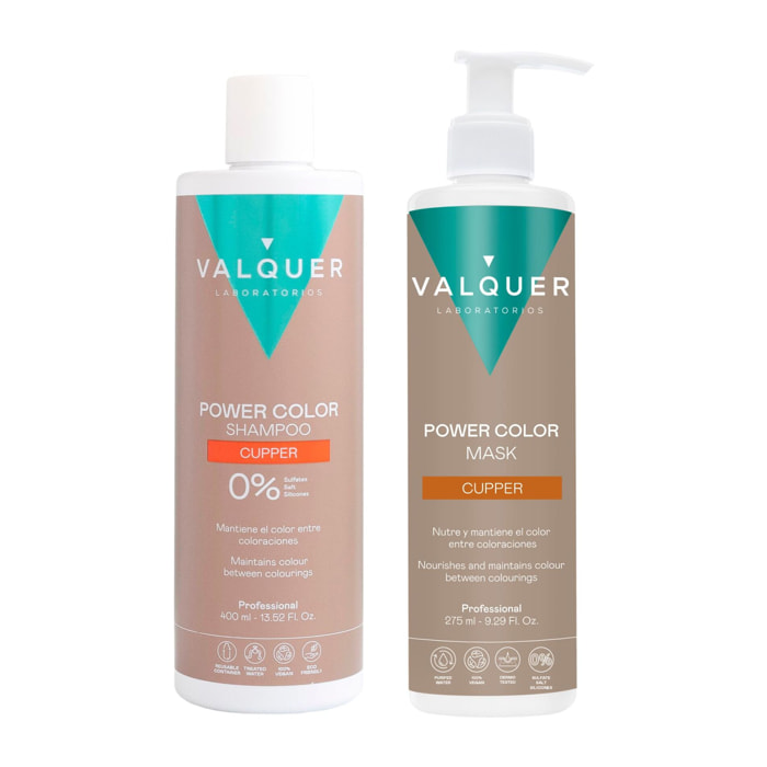 Valquer Pack Power Color Cobre - Champú y Mascarilla - 675 ml