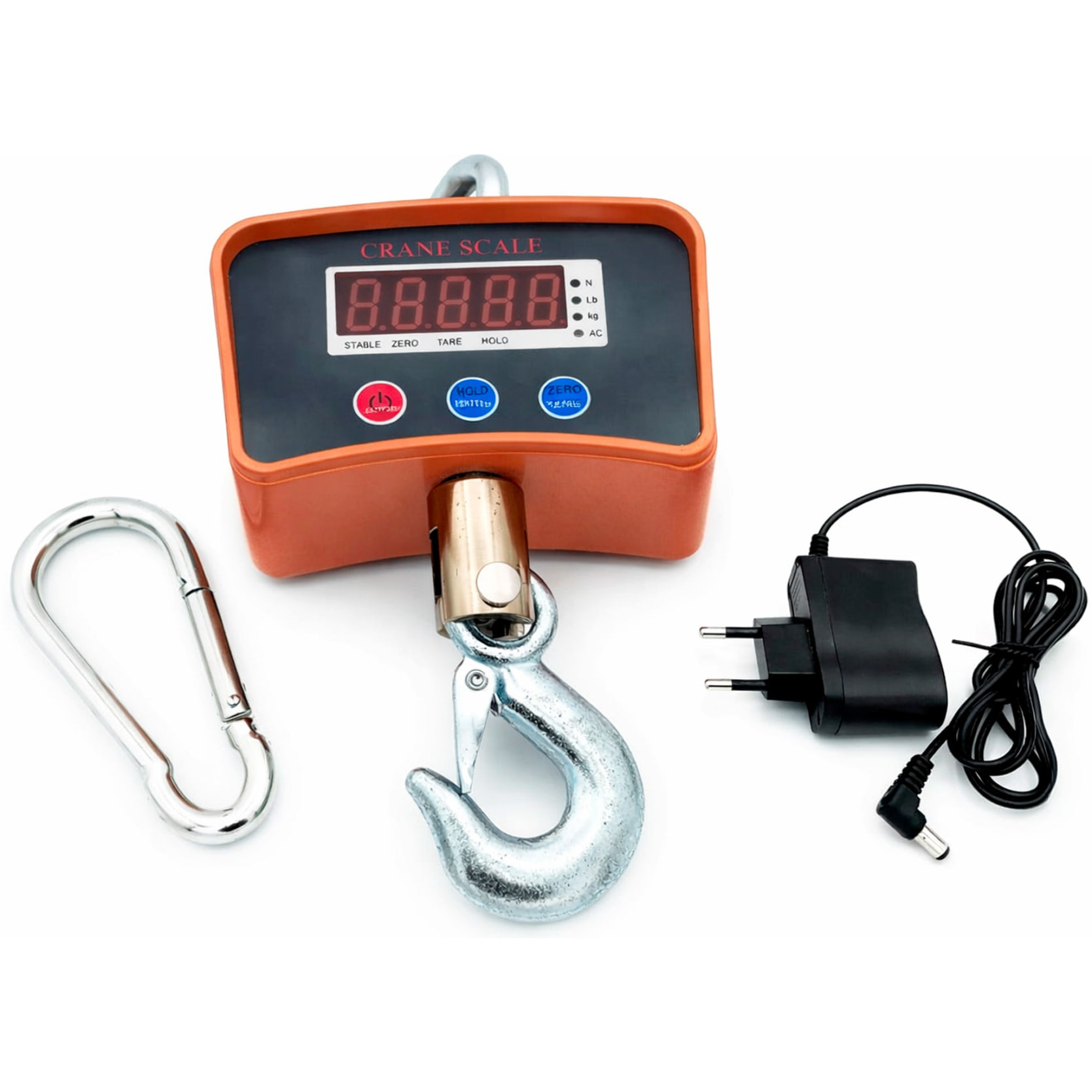 Bilancia Dinamometro da Gru 1000 kg Laredo Con Gancio Industriale In Acciaio Inox Digitale LED a Sospensione Bilancia Industriale Professionale