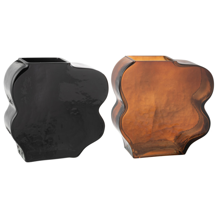 J-Line vase Irrégulier - verre - camel/marron foncé - small - 2 pcs