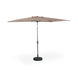 Parasol droit rectangulaire 2x3m - Touquet taupe - mât central en aluminium orientable et manivelle d'ouverture