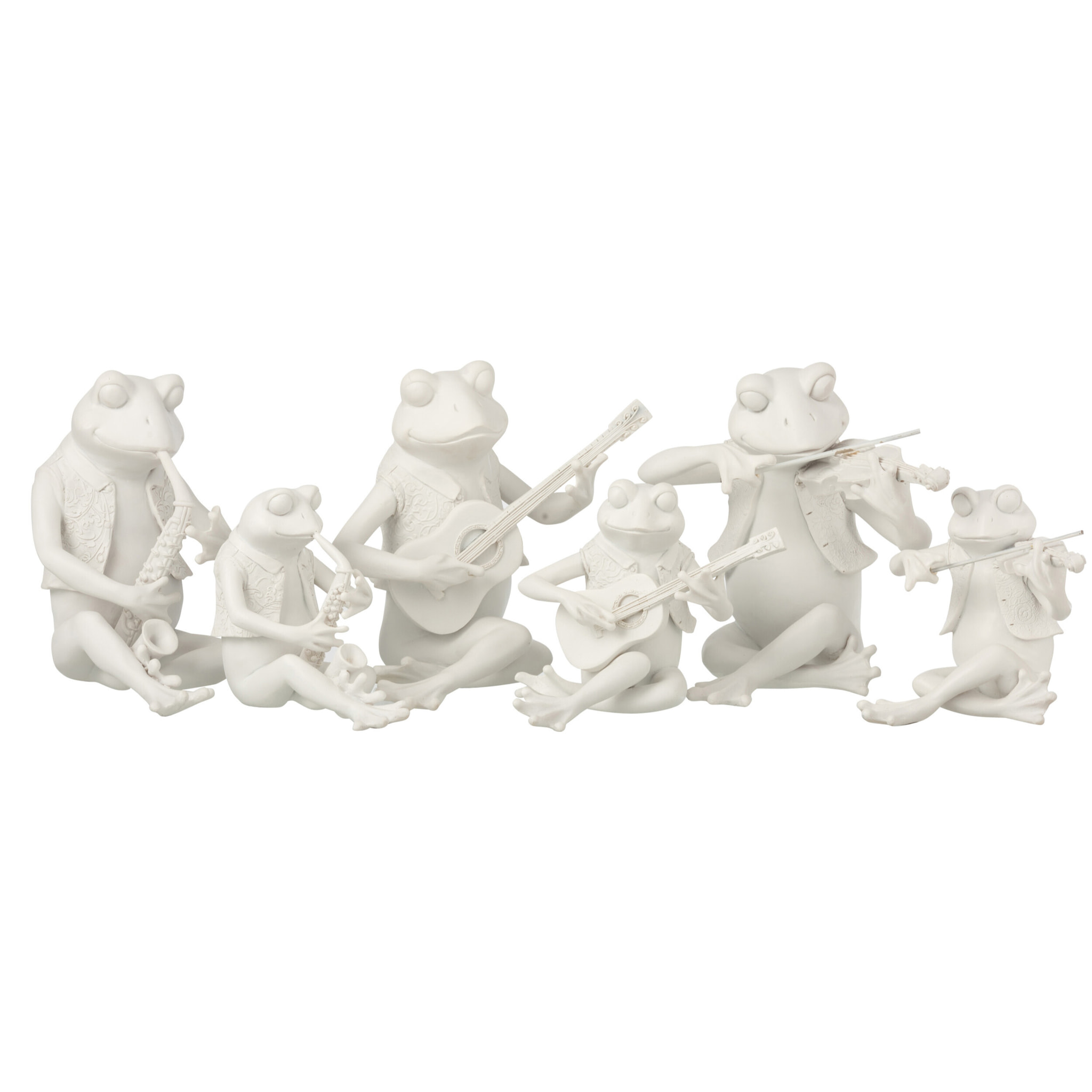 J-Line figurine Grenouille Musique Assise - polyrésine - blanc - large - 3 pcs