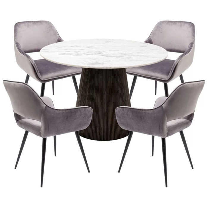 Ensemble table et 4 chaises Francisco Glenn gris Kare Design