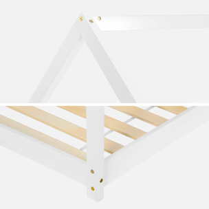 Lit cabane enfant 90 x 190cm pin naturel sommier inclus TOBIAS