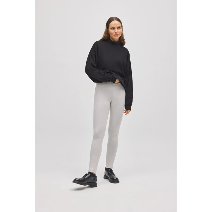 Leggings termici effetto pelle avorio