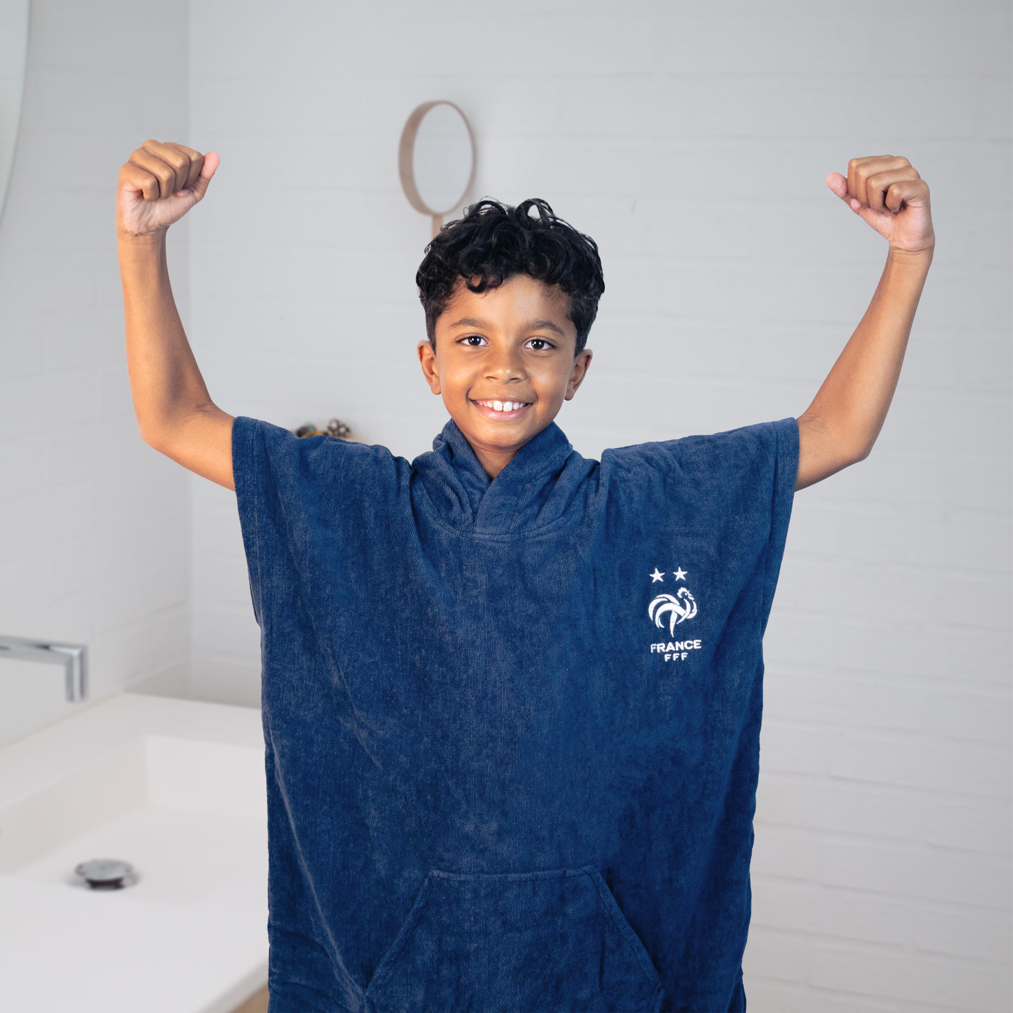 Poncho de bain Enfant 100% Coton, FFF LOGO