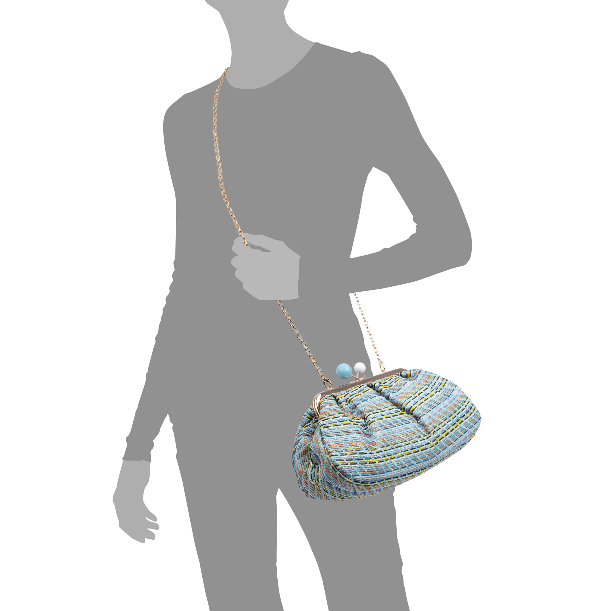 Boesio Bolso bandolera Mujer. Fabricado en rafia sintética entrelazada.