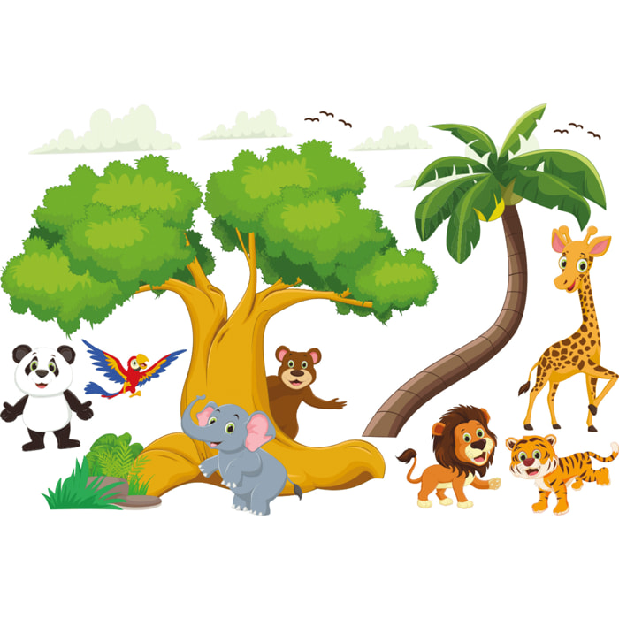 Stickers muraux | Sticker Mural Autocollant - ANIMAUX SOUS LES ARBRES - Stickers adhésifs