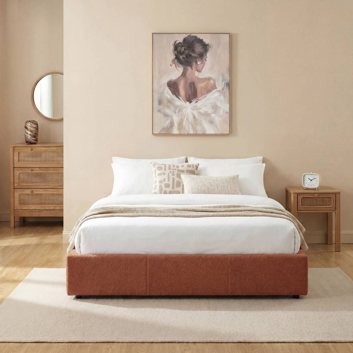 Lit coffre Luna rectangulaire 160x200cm terracotta