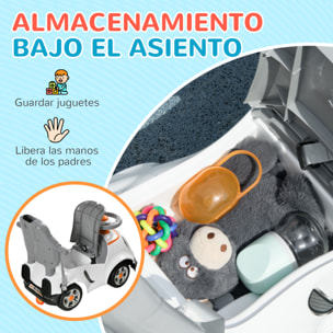 Coche Correpasillos 3 en 1 para Niños 12-36 Meses, Correpasillos con Espacio de Almacenaje, Diseño de Robot con Ojos Luminosos, Música, Bocina, Asa de Empuje y Toldo Extraíbles, Blanco