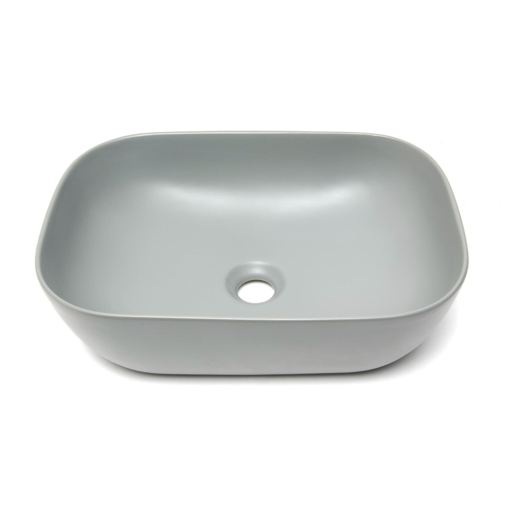 Vasque à poser rectangulaire en céramique 45,5 x 32,5 cm - gris mat - sans trop-plein - SAT Infinitio