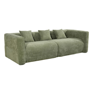 Canapé compressé 4 places en tissu effet laine texturée vert JUMBO