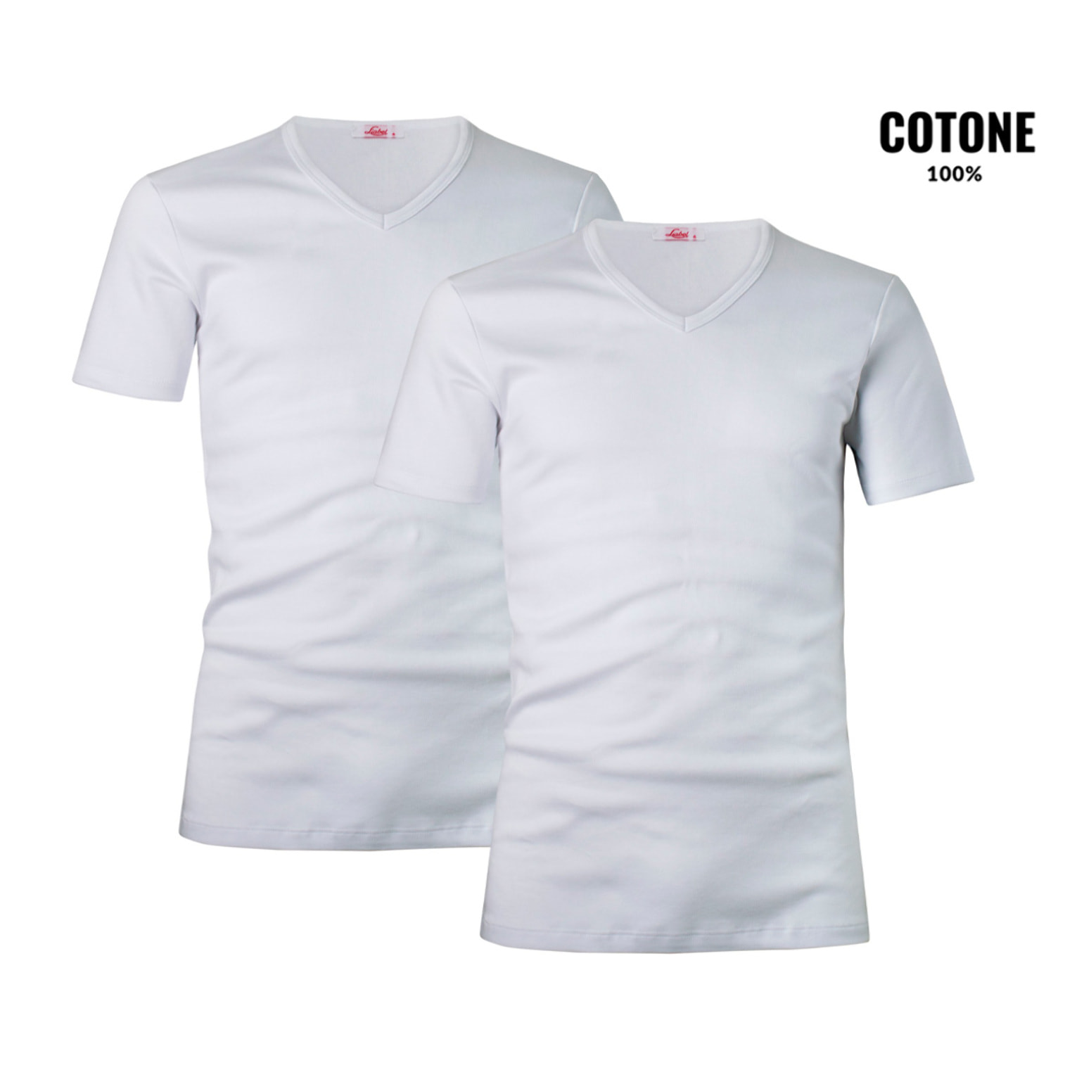 2 Maglie Termiche da Uomo a Manica Corta Scollo V 100% Cotone Liabel Art. 2855-53