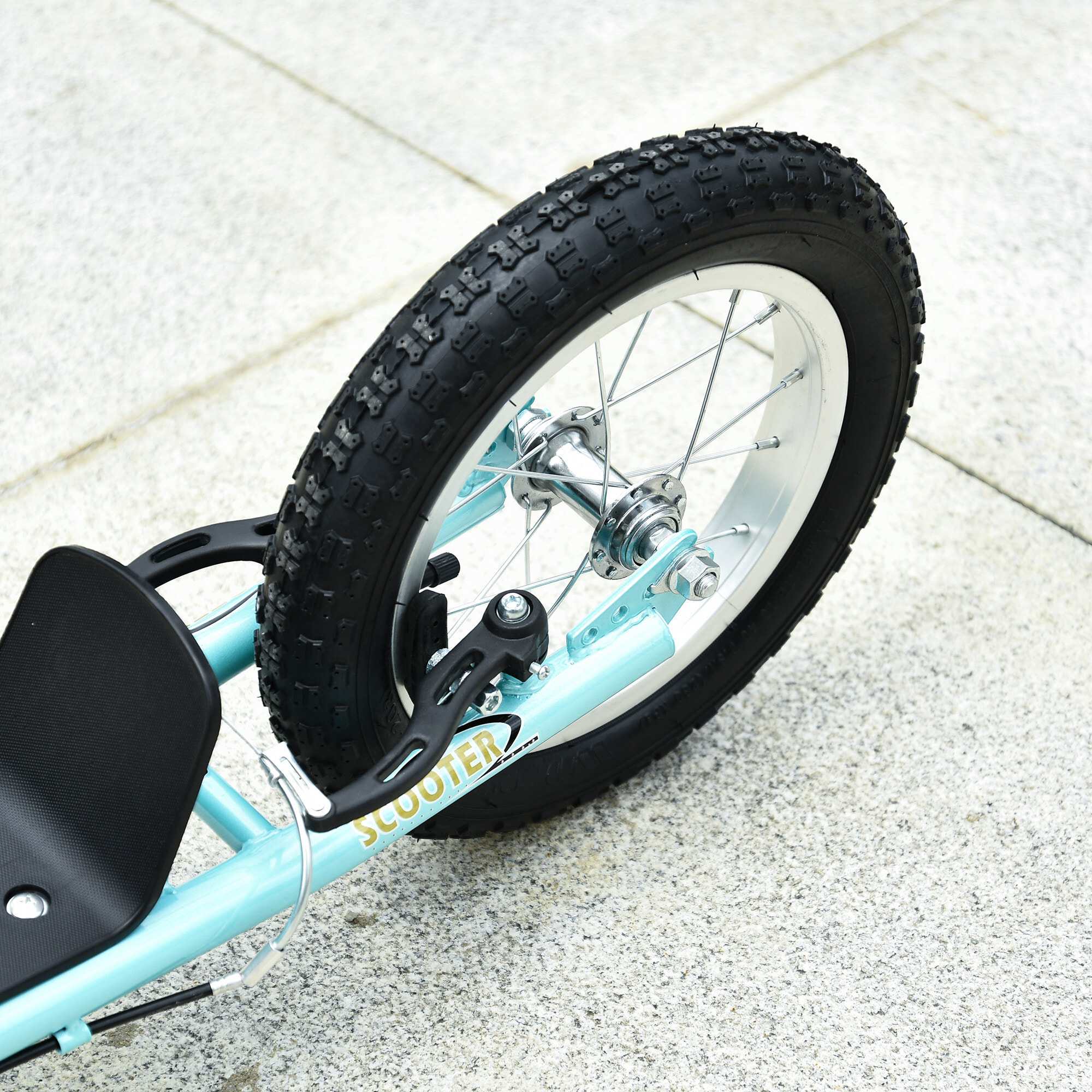 Trottinette Patinette pour Enfants Plus de 5 Ans Grands Pneus Guidon Réglable 2 Freins Contrôlés par Poignée Béquille Latérale 120 x 58 x 85-95 cm Bleu