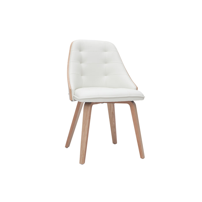 Chaise design blanc et bois clair FLUFFY