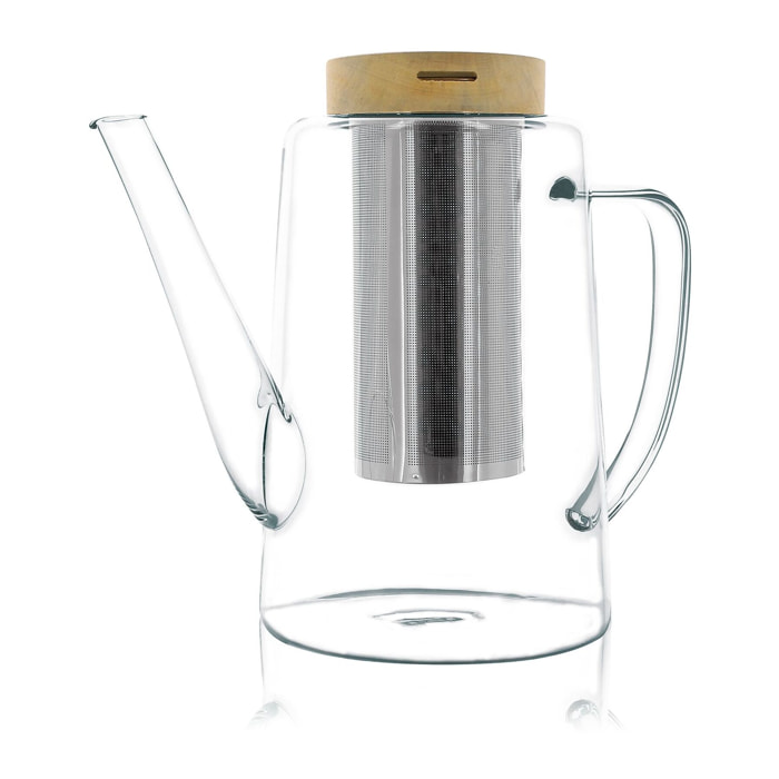 Théière en verre et couvercle en bois 1,2L GUSTAVE