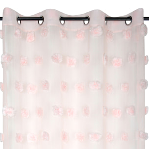 Voilage pompons brodés - Rose Clair