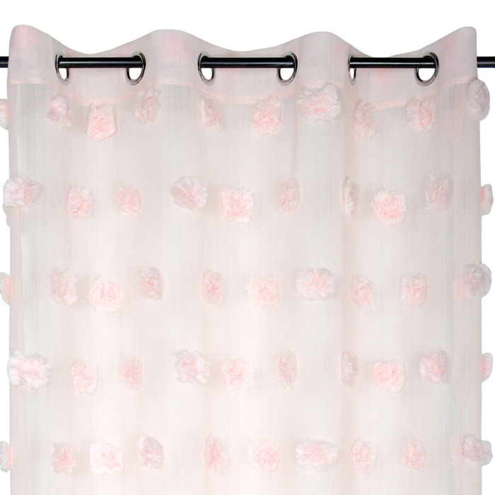 Voilage pompons brodés - Rose Clair