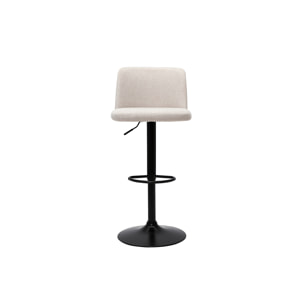 Tabourets de bar réglables en tissu effet velours texturé beige et métal noir (lot de 2) MONTI