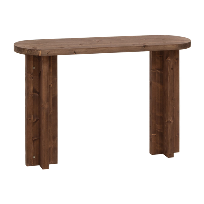 Consola de madera maciza tono nogal de 120x80cm Alto: 80 Largo: 120 Ancho: 35