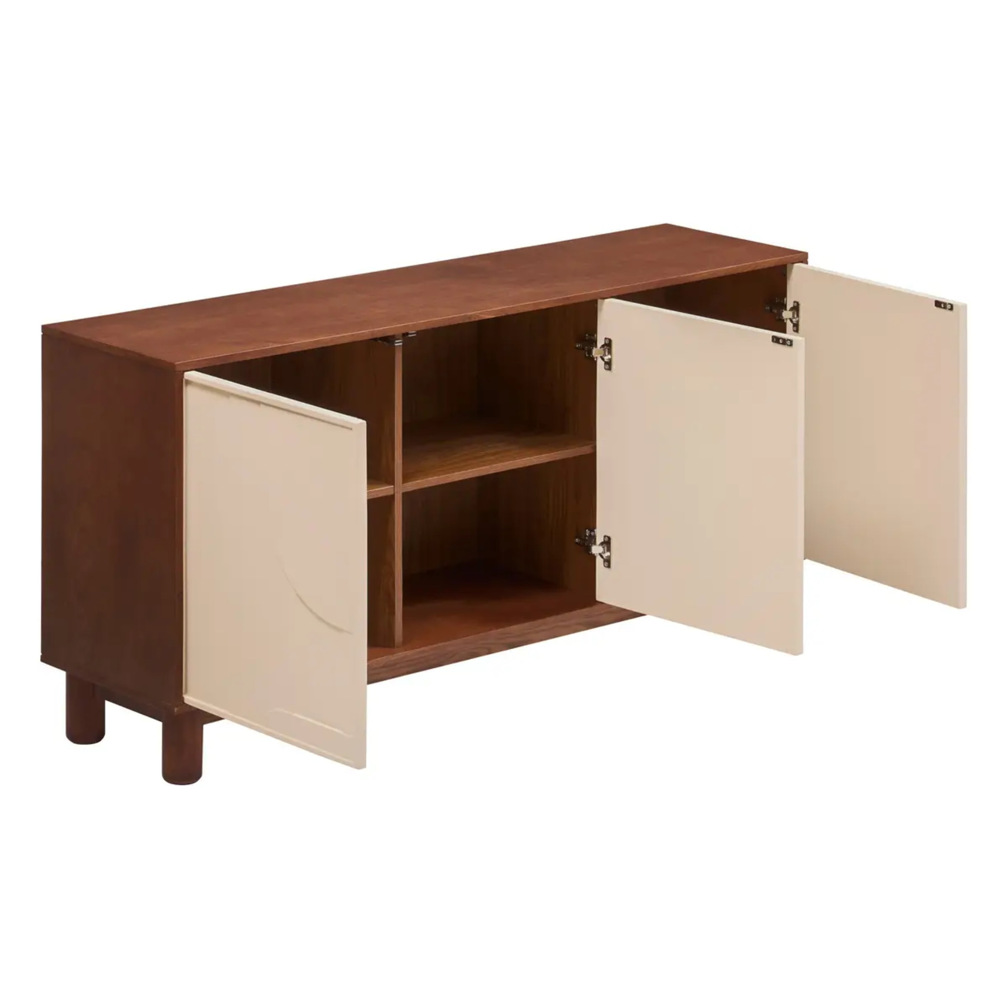 Buffet 3 portes 6 étagères Jilani marron 150x40cm