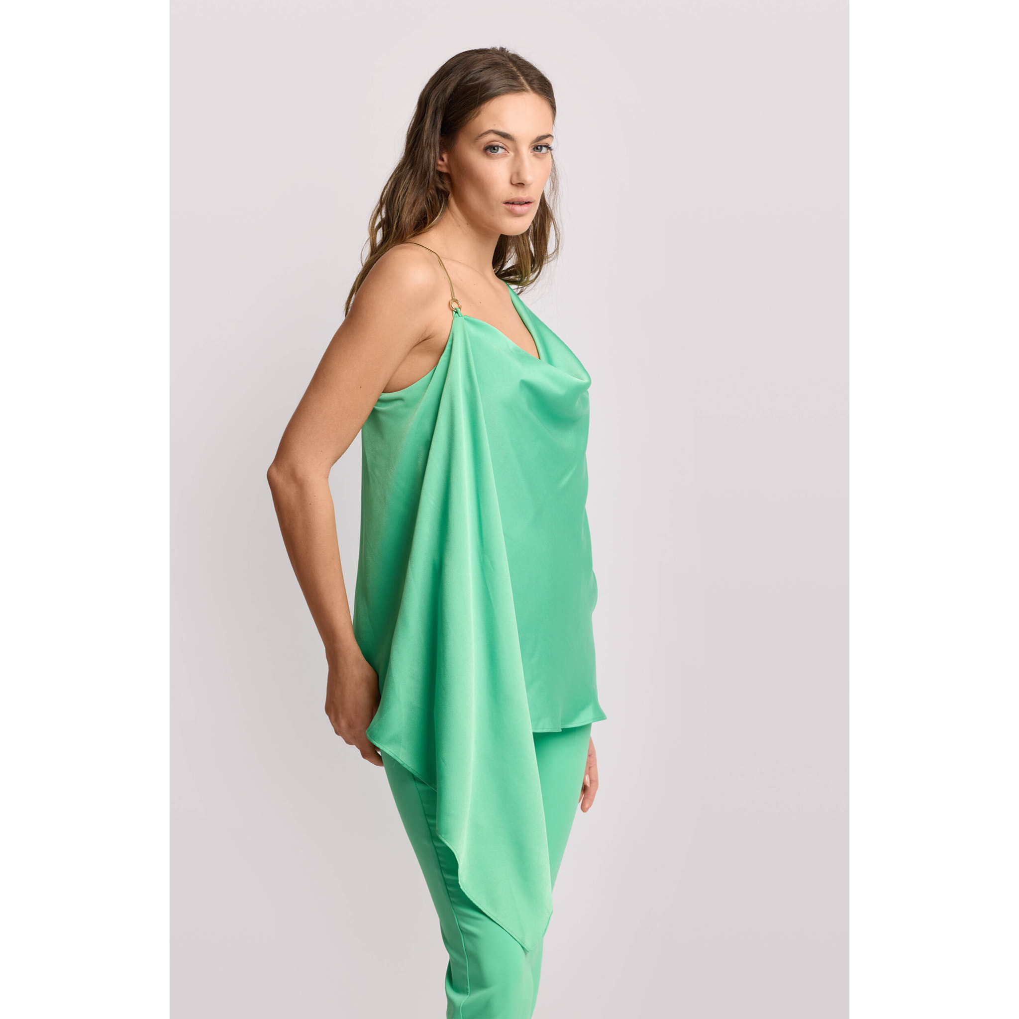 Kocca - Top elegante con spallina gioiello Donna, Tinta unita, Scollo ampio