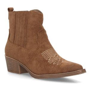 Botines bajos cowboy con bordados y tacónpara mujer