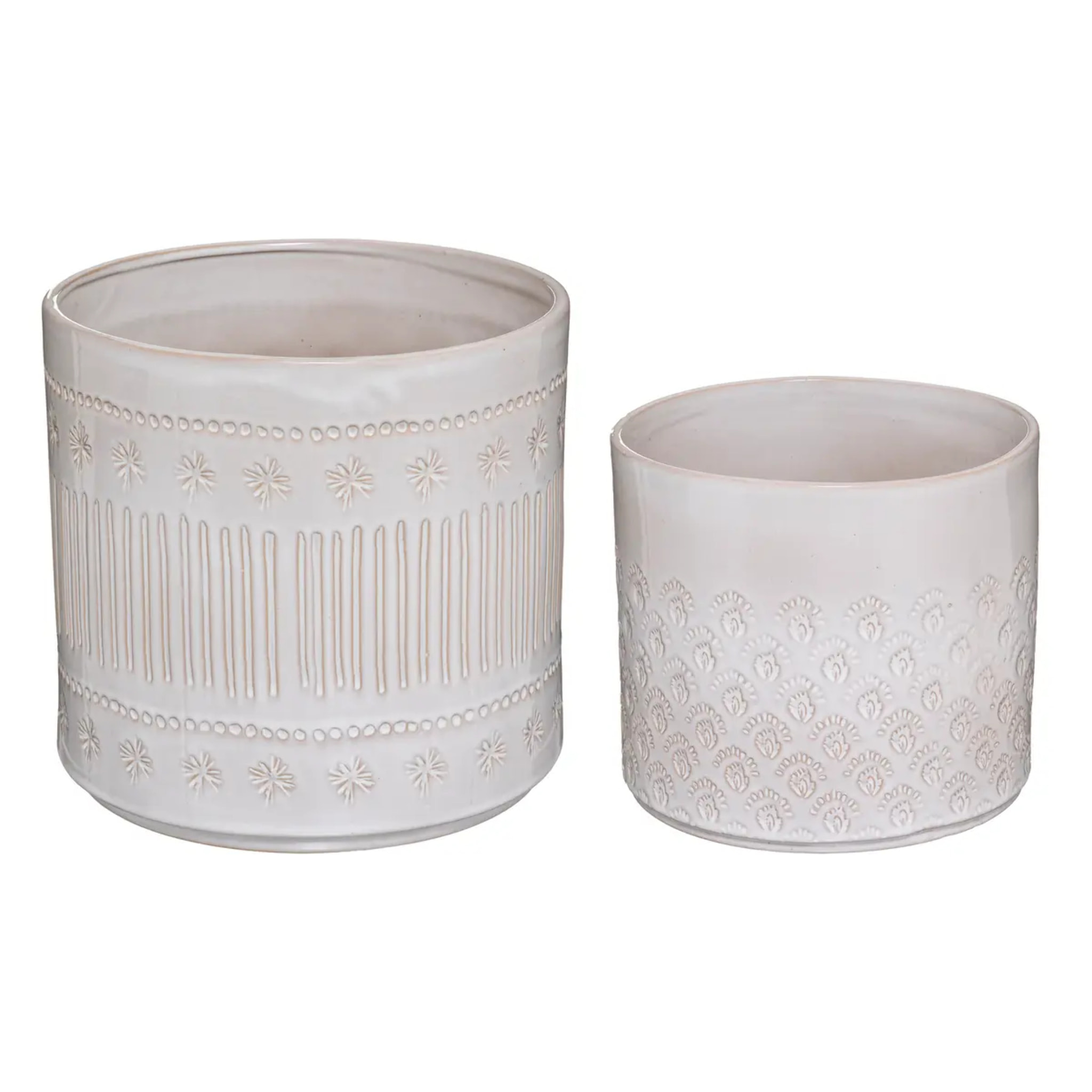 Set de 2 pots "Carmen" - blanc ivoire - céramique D25 cm