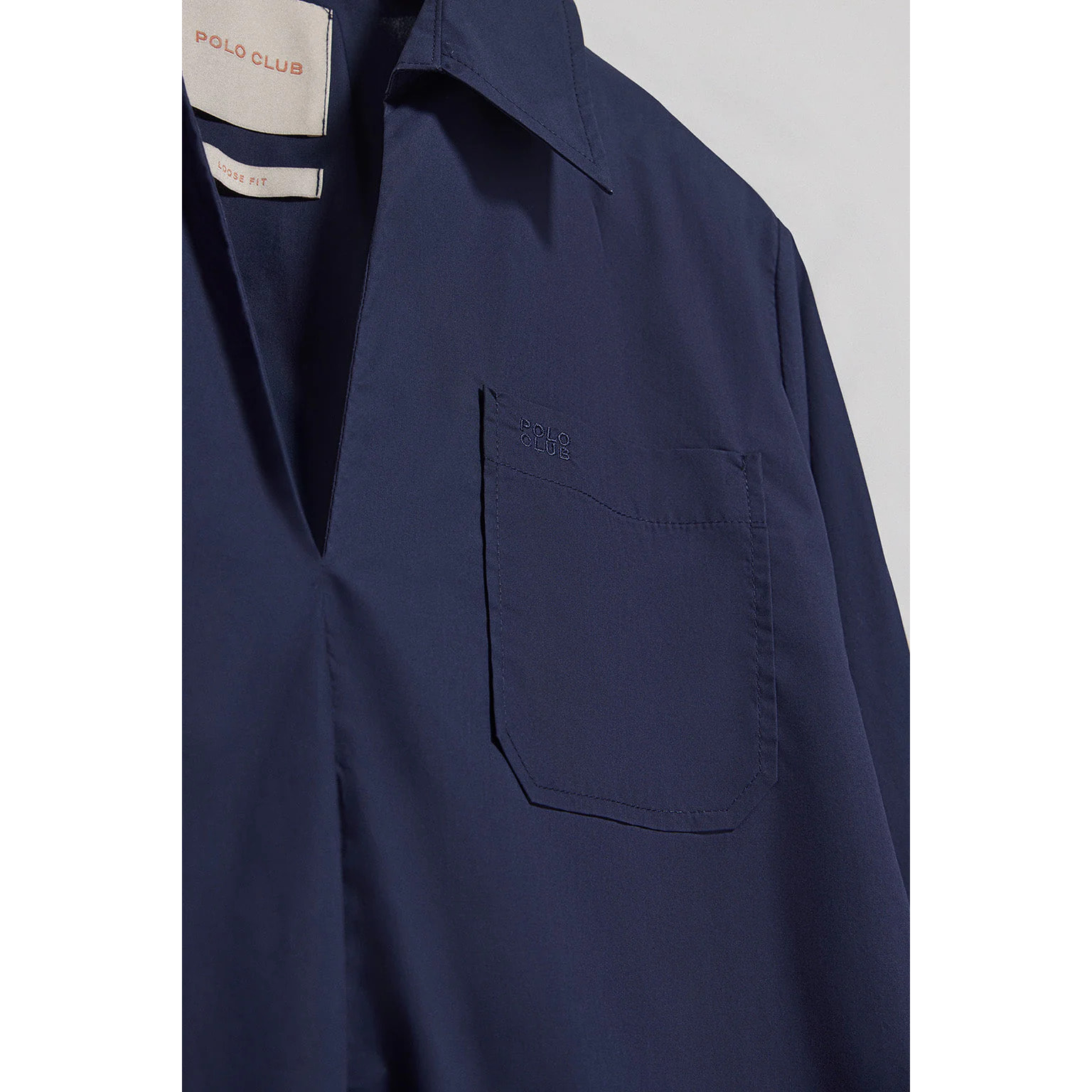 Blusa Solar azul marino de algodón con detalle bordado