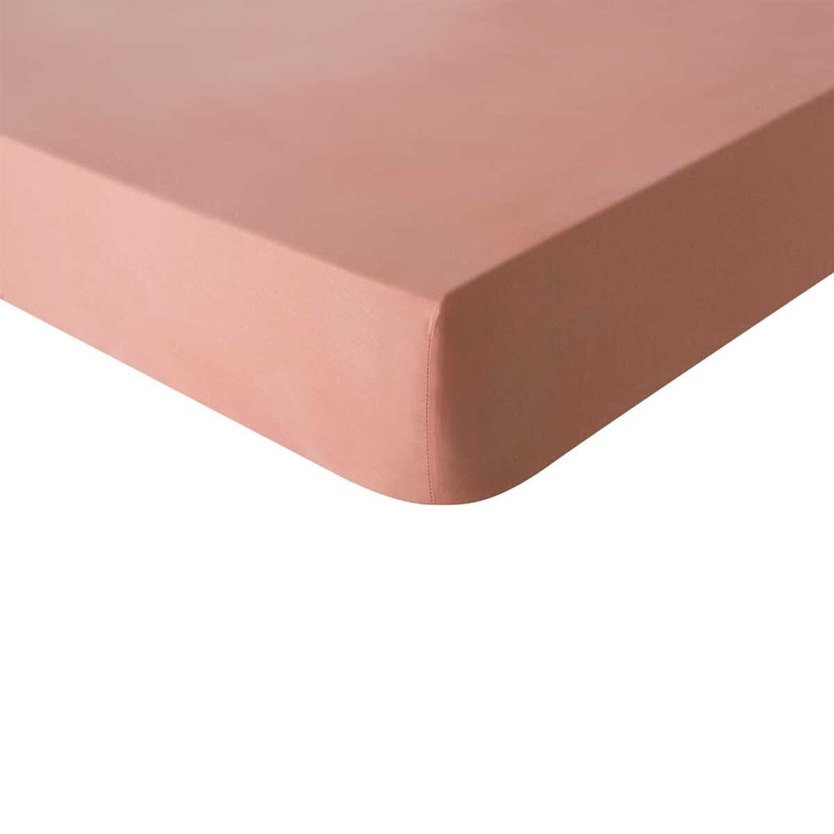 Drap housse uni en coton, Made in France, TOUT DOUX , Rose Solaire