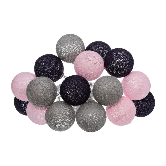 Guirlande Led pile 16 boules "Pinky" D3,5cm