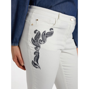 Fiorella Rubino - Pantalón pitillo bordado - Blanco